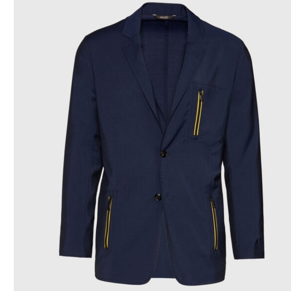 Paul Stuart Navy Wool Blend Sport Jacket, Size 46/Regular